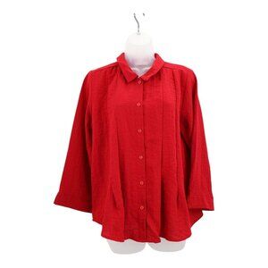 Habitat Clothes to Live In Size Small Red Boxy Top Button Down Shirt Flowy